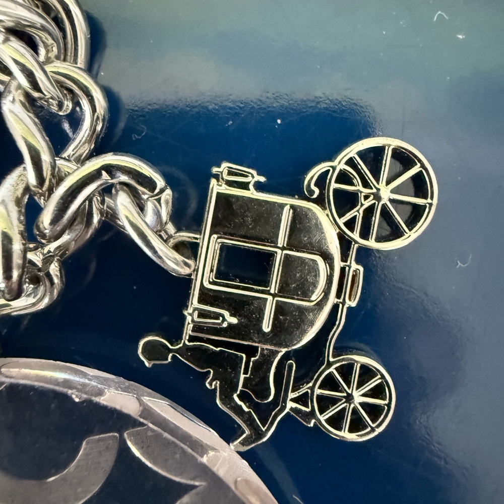 Large COACH Triple C Trigger Snap Keychain Fob Purse Charm Silver Tone - Picture 3 of 6